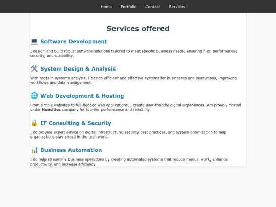 services screenshot