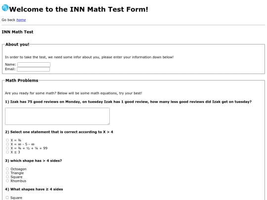 mathtest screenshot