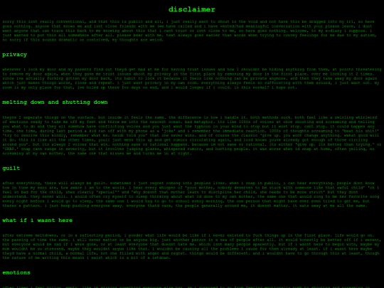 Online-diary screenshot
