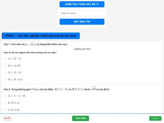 Toán lớp 12/thicuoihk1d11 screenshot