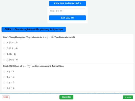 Toán lớp 12/thicuoihk1d2 screenshot