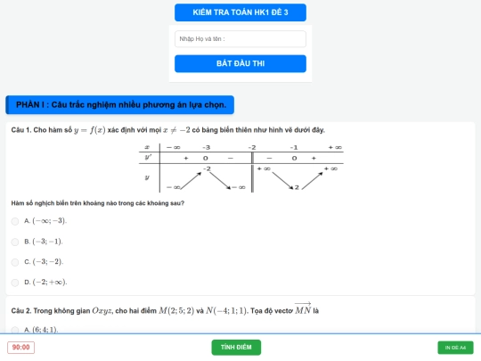 Toán lớp 12/thicuoihk1d3 screenshot