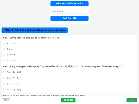 Toán lớp 12/thicuoihk1d9 screenshot