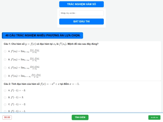 Toán lớp 12/tracnghiemcsc screenshot
