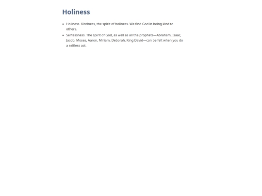 library/book_of_teachings/acts_of_kindness/holiness screenshot