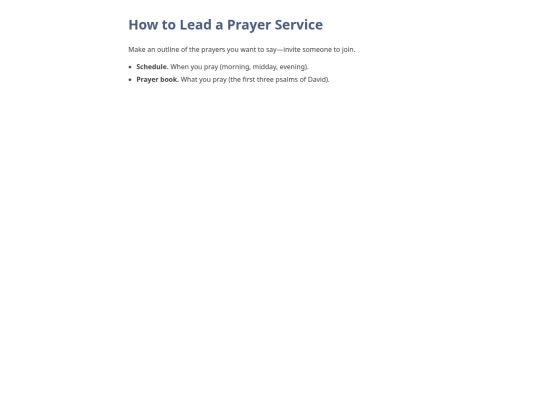 schoolhouse/hall_of_the_elements/athenaeum/the_second_bookcase/commonplace_book/book_of_traditions/how_to_lead_a_prayer_service screenshot
