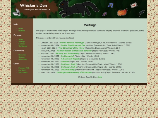 writings screenshot