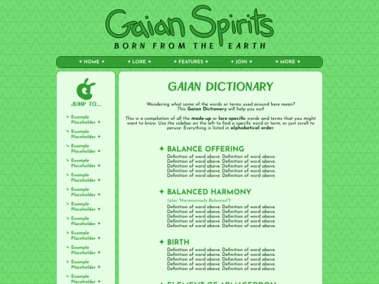 gaian-spirits/lore/dictionary screenshot