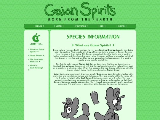 gaian-spirits/lore/species_info screenshot