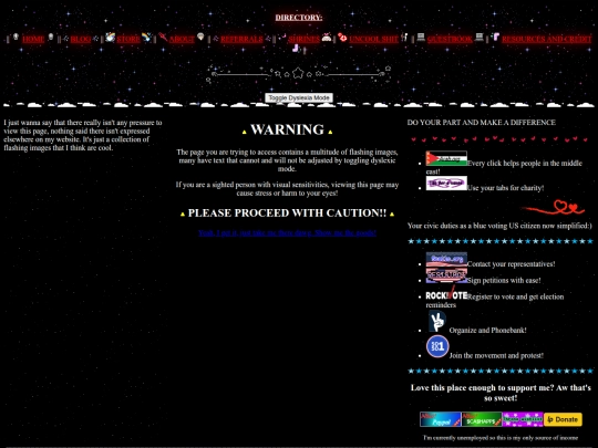 WARNING screenshot