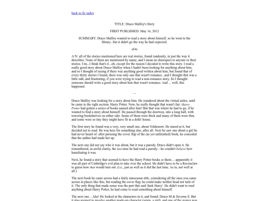 my_fanfic/ye_olden_days/Draco_Malfoys_Story screenshot