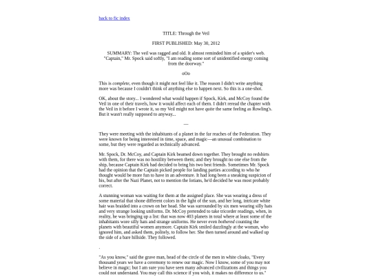 my_fanfic/ye_olden_days/Through_the_Veil screenshot