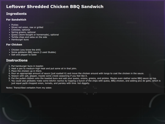 Recipes/LeftoverShreddedChickenBBQSandwich screenshot