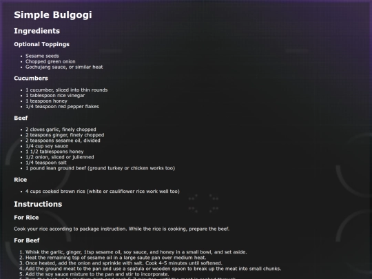 Recipes/SimpleBulgogi screenshot