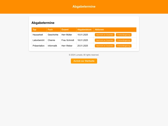 Abgabetermine screenshot