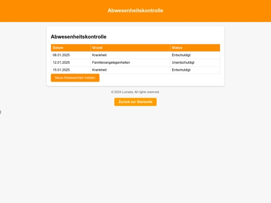 Abwesenheitskontrolle screenshot
