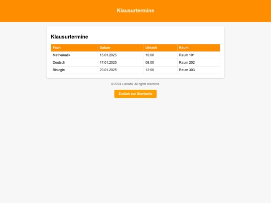 Klausurtermine screenshot