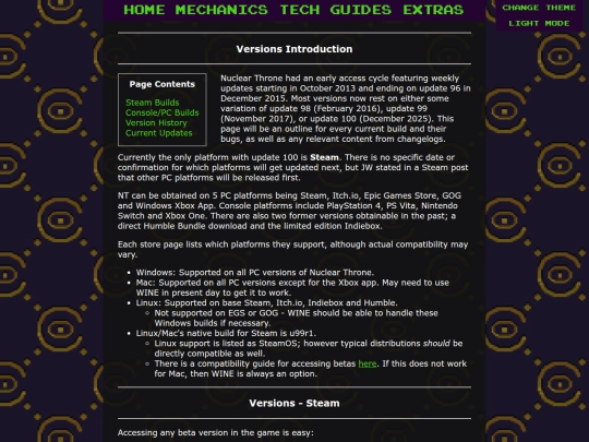 versions screenshot