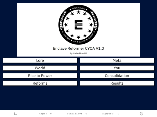 enclavereformercyoa screenshot