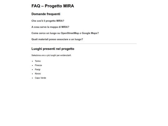 PROGETTO MIRA/faq screenshot