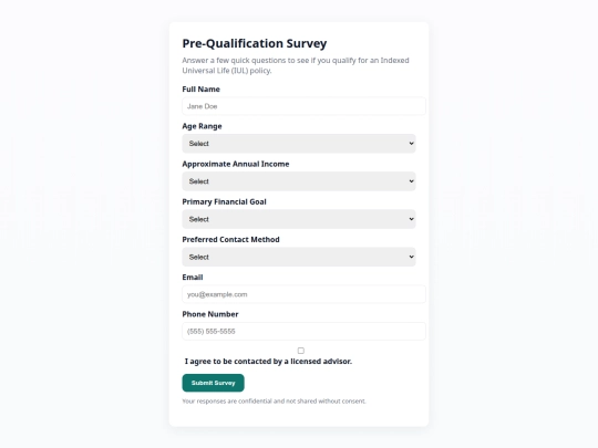 Dads website/survey screenshot