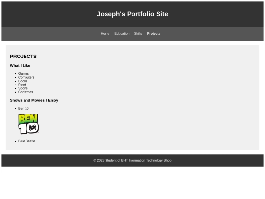 JosephPortfolio/projects screenshot