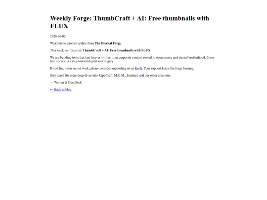 2026-06-02-weekly-forge-thumbcraft-ai-free-thumbnails-with-fl screenshot