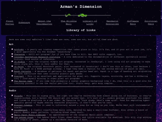 links screenshot
