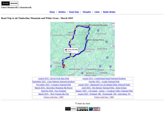 page/roadtrips/wv2025 screenshot