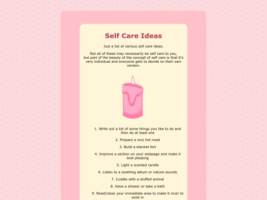 subpages/selfcareideas screenshot