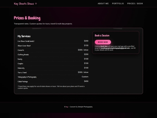 prices screenshot