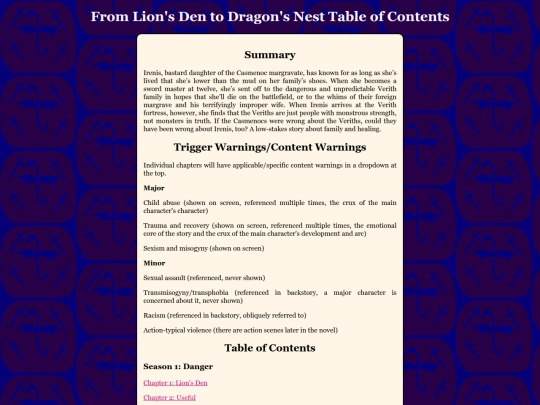 from_lions_den_to_dragons_nest/FLDTDNchapters screenshot