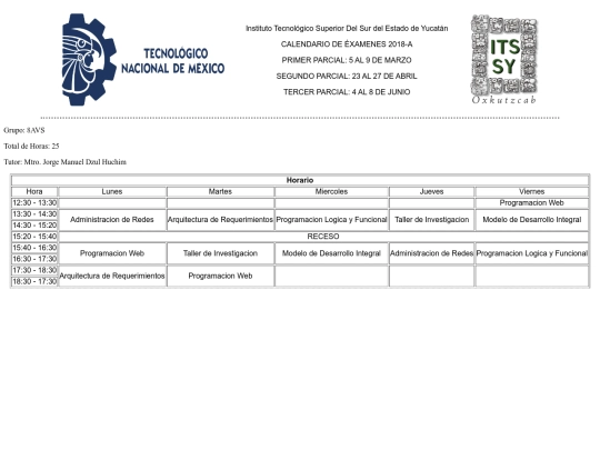 horario screenshot
