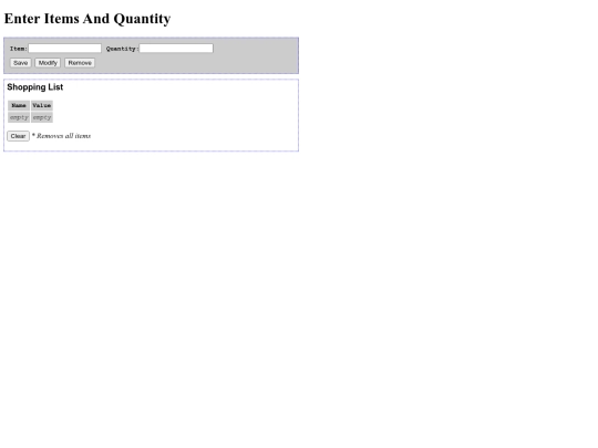 HTML5 local Storage screenshot