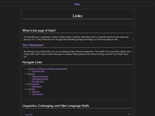 links screenshot