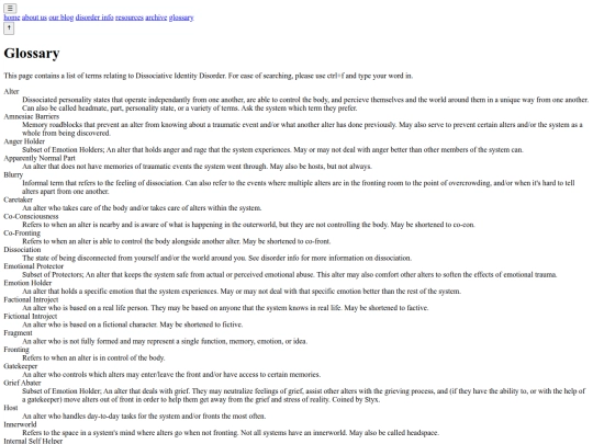 pages/glossary screenshot