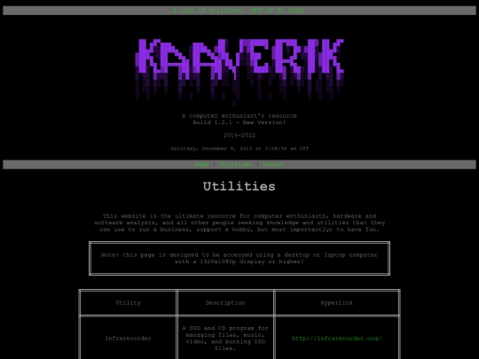 utilities screenshot
