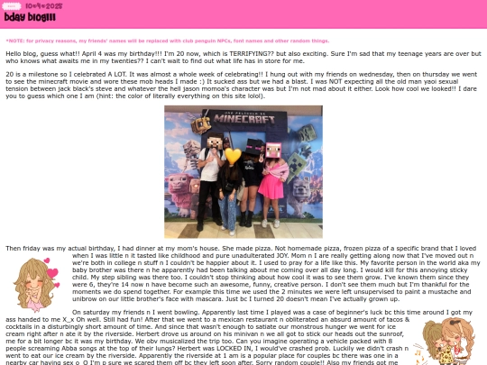 blog/bday screenshot