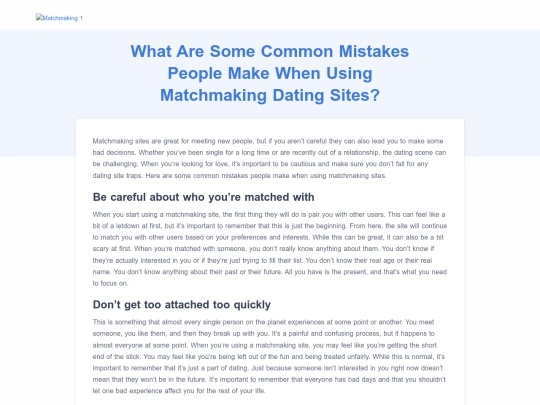 matchmaking/what-are-some-common-mistakes-people-make-when-using-matchmaking-dating-sites screenshot