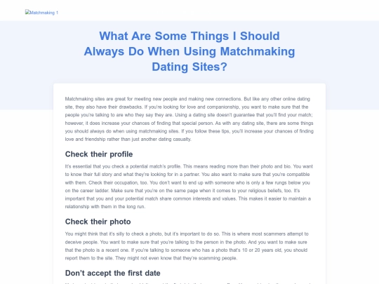 matchmaking/what-are-some-things-i-should-always-do-when-using-matchmaking-dating-sites screenshot