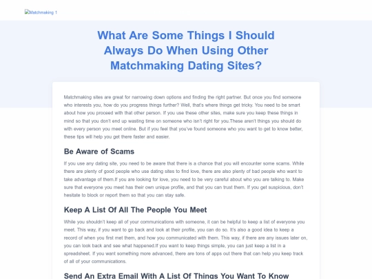 matchmaking/what-are-some-things-i-should-always-do-when-using-other-matchmaking-dating-sites screenshot