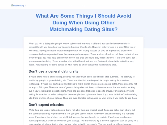 matchmaking/what-are-some-things-i-should-avoid-doing-when-using-other-matchmaking-dating-sites screenshot