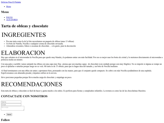 Tarta de obleas y chocolate screenshot