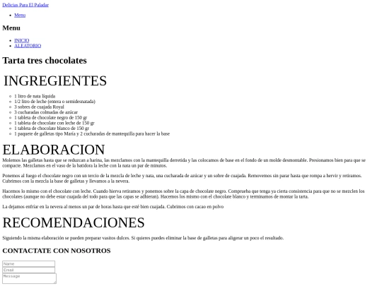 Tarta tres chocolates screenshot