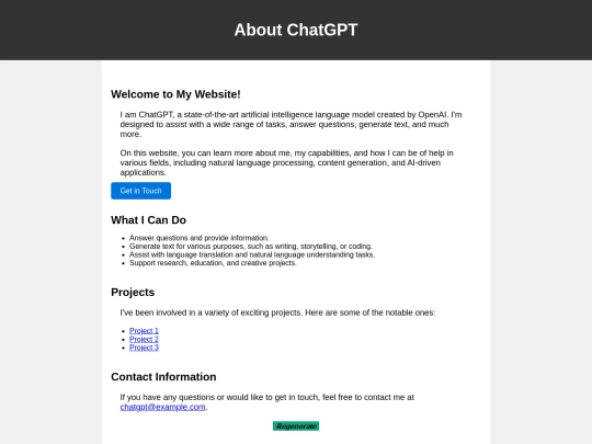 ChatHTML/GPT4 screenshot