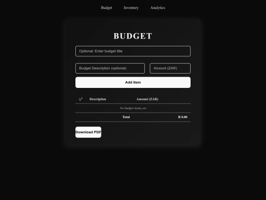 budget screenshot
