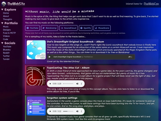 portfolio/music screenshot