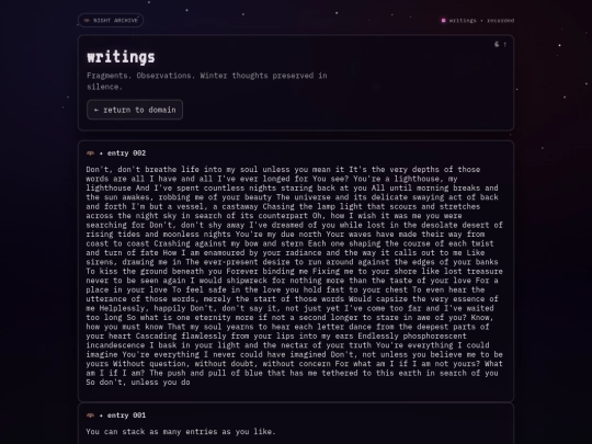 writings screenshot