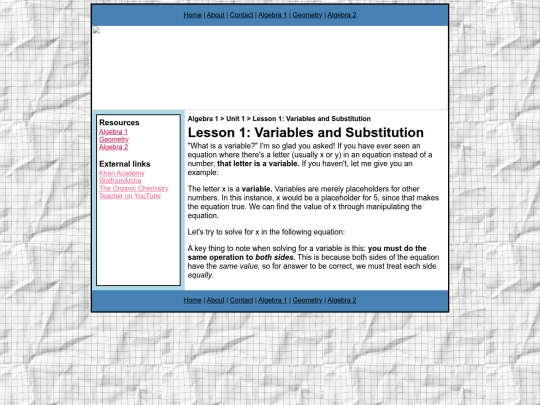 main/algebra1/unit1/lesson1 screenshot