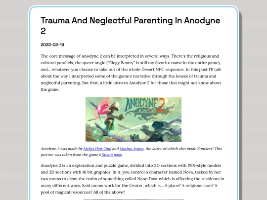 blog/posts/2022-02-14-trauma-and-neglectful-parenting-in-anodyne-2 screenshot